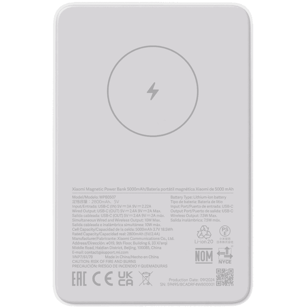 Batería portátil magnética Xiaomi de 5000 mAh